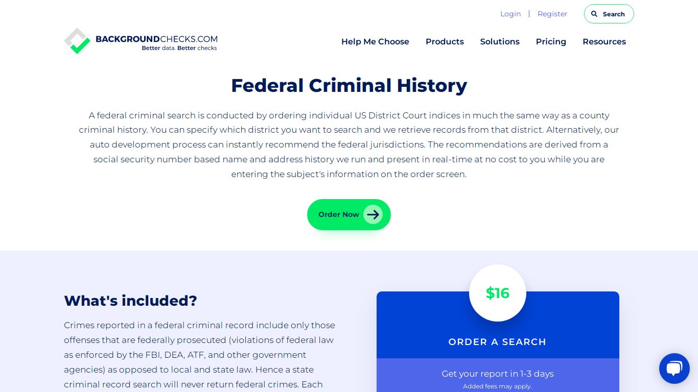 Federal Criminal History searches criminal records directly at the ...
